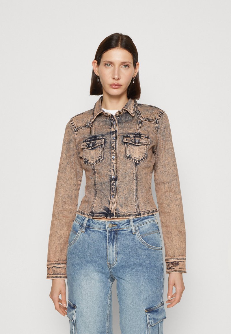 Guess Originals ROSE WESTERN BUTTON UP Denim jacket go pink acid wash/light pink Zalando.co.uk