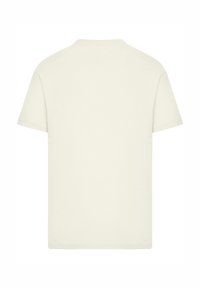 Short-sleeve t-shirt in off-white cotton, featuring a crew neckline and a simple, unadorned back design with a smooth texture.
