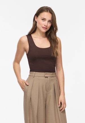 VILA, VIKENZA U NECK TANK - Top - coffee bean