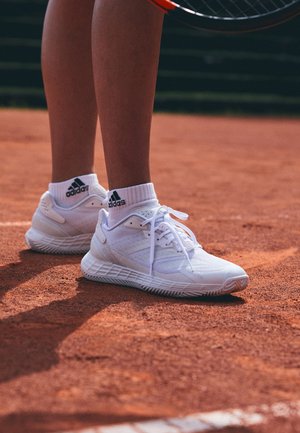 DEFIANT SPEED 2 CLAY - Teniso bateliai molio dangos kortams - white/grey