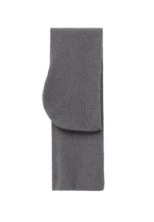 Graue gerippte Socken mit einer weichen Textur, die ein umgeschlagenes Bündchen-Design aufweisen. Das Material scheint dehnbar und warm zu sein, ideal für den Alltag.
