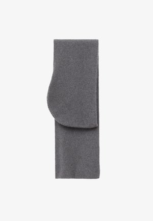 Graue gerippte Socken mit einer weichen Textur, die ein umgeschlagenes Bündchen-Design aufweisen. Das Material scheint dehnbar und warm zu sein, ideal für den Alltag.