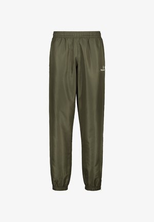 Pantaloni da jogging verde oliva realizzati in tessuto morbido e leggero. Presentano una vita elasticizzata e orli a costine, con un logo discreto sul lato.