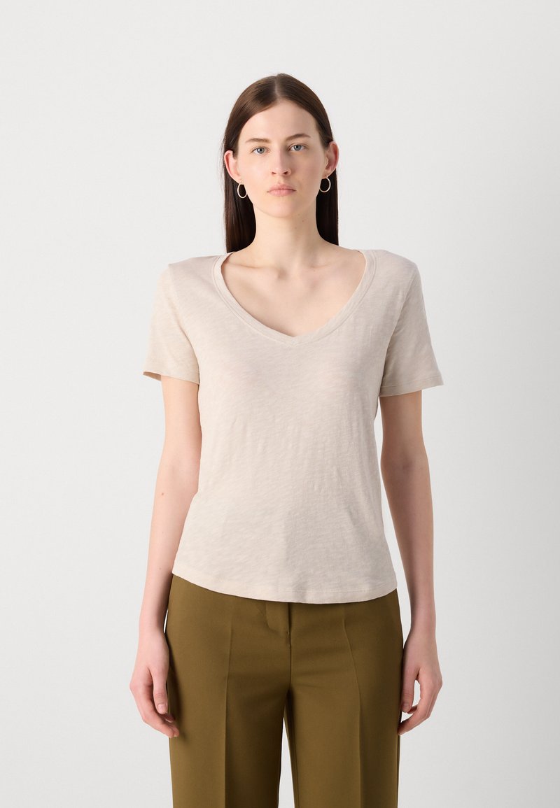 Women's GOTS Certified Organic Cotton V-Neck T-Shirt - 100% Organic Slub Jersey Tee