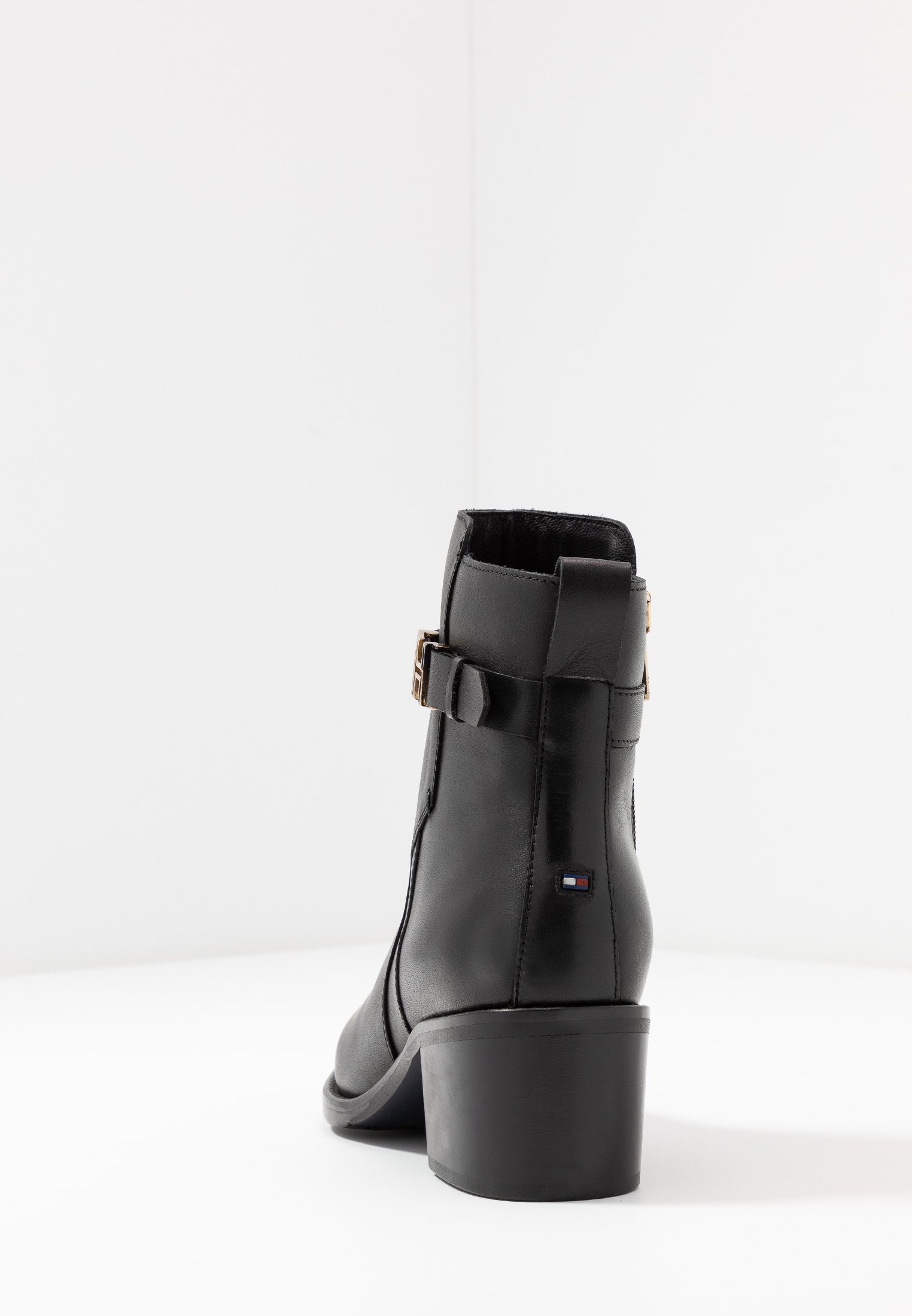 tommy hilfiger th buckle leather bootie