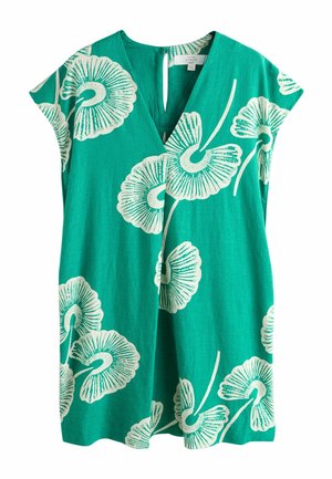 PETITE FIT - SHORT SLEEVE V-NECK KAFTAN MINI WITH - Vapaa-ajan mekko - green floral