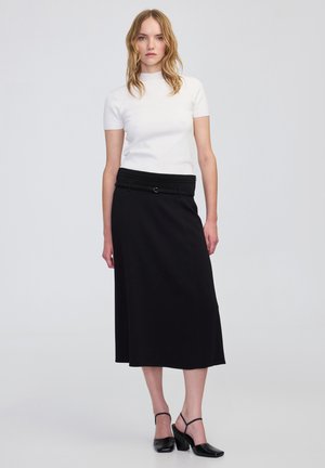 MIDI - Falda acampanada - black