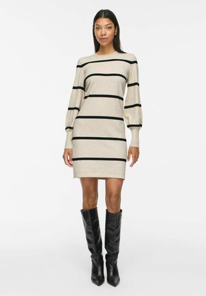 VILA VIKERRY O-NECK KNIT DRESS - NOOS - Robe pull - super light natural mel