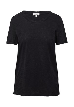 MIT FLAMM STRUKTUR UND AUSSCHNITT-DETAIL - T-shirt basic - schwarz