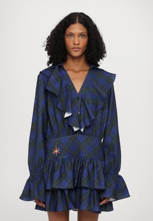 TARTAN RUFFLE MINI DRESS - Vapaa-ajan mekko - blue
