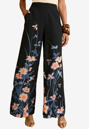 Love & Roses REGULAR FIT - Kalhoty - black floral