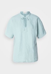 BLOUSE STAND UP COLLAR BOW DETAIL SHORT SLEEVE SOLID - Blouse - pure teal
