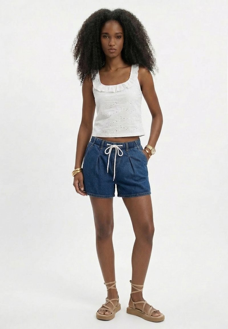 T-shirt manches courtes coton denim baby bleu femme | La Halle