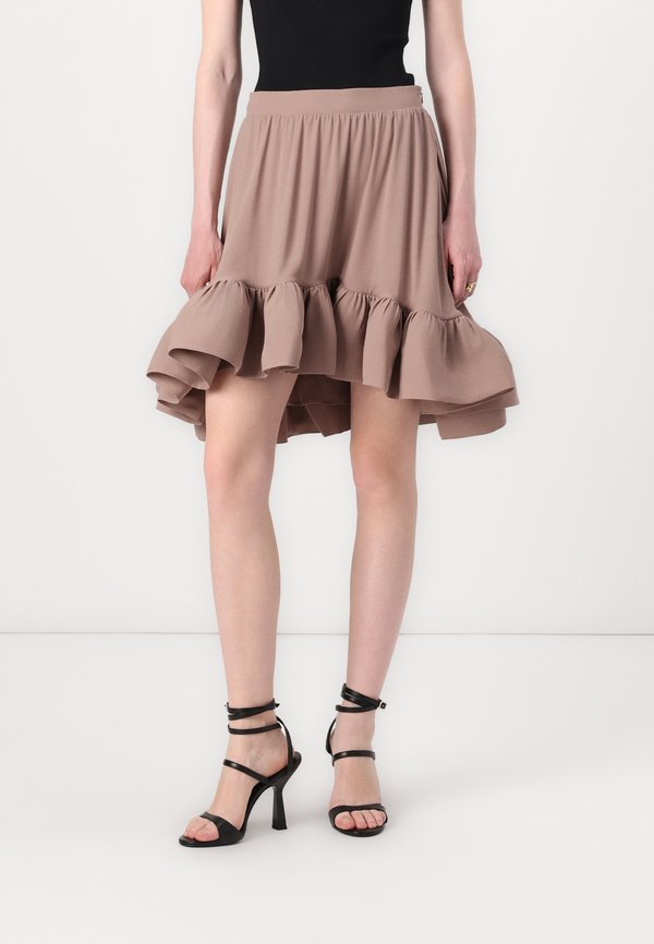 CORI RUFFLED MINI SKIRT - Mini skirt - taupe