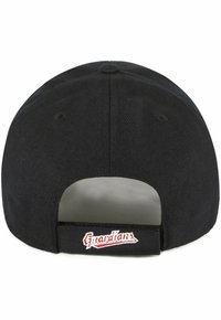 Schwarze Baseballmütze mit strukturiertem Design, mit einem roten gestickten "Guardians"-Logo auf der Rückseite. Aus strukturiertem Stoff.