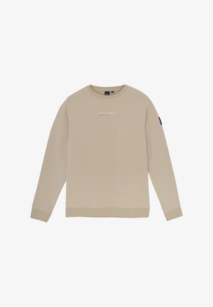 Beige ronde hals sweatshirt gemaakt van zachte stof, met een subtiele logo op de borst, ribgebreide manchetten en zoom. Regular fit met lange mouwen.