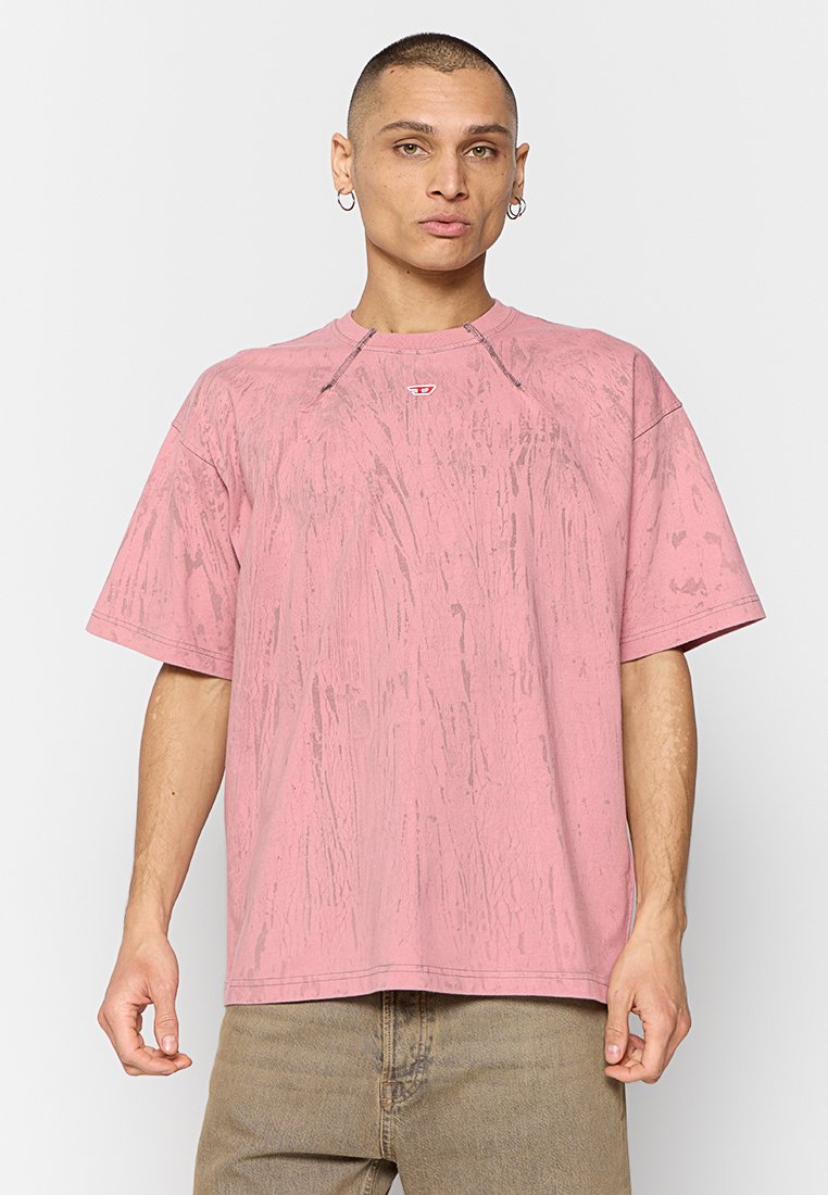 Diesel T-shirt print donkerroze