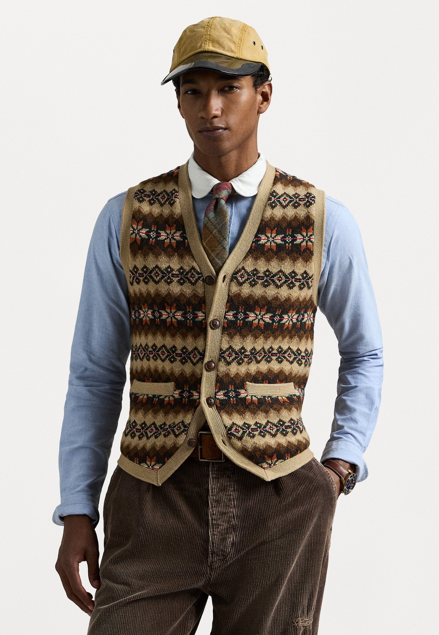 Polo Ralph Lauren FAIR ISLE WOOL SWEATER VEST - Cardigan - tan 