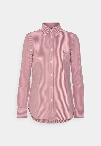 Polo Ralph Lauren LONG SLEEVE BUTTON FRONT  - Bluza z gumbi - bistro red/white