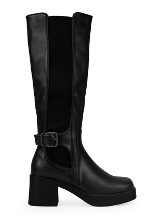 QUEEN HELENA Stivali Chelsea Platform Donna X31-129 – Stivaletti Con Zeppa 8cm In Ecopelle, Nero