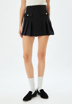 TWEED - A-lijn rok - black