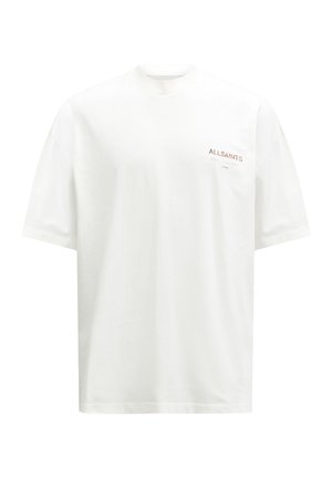 Witte oversized t-shirt van katoen, met een ronde halslijn en korte mouwen. De voorkant heeft een subtiele "ALLSAINTS" logo in lichtbruin.