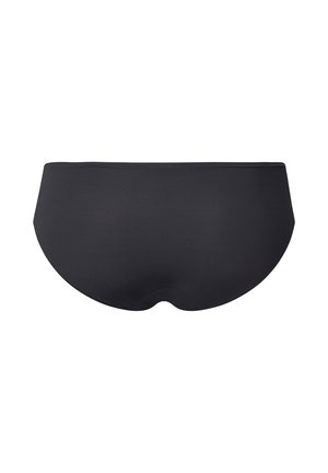 Zwarte naadloze hipsterondergoed, gemaakt van gladde stof, met een mid-rise ontwerp en een gebogen achterkant voor comfort. Geen zichtbare naden of labels.