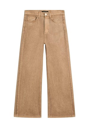 Vida, tanfärgade jeans i denim med slät textur, fem fickor och knapplås. Har snygga sömmar och en minimalistisk design.