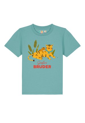 TIGER GROSSER BRUDER - T-Shirt print - teal monstera