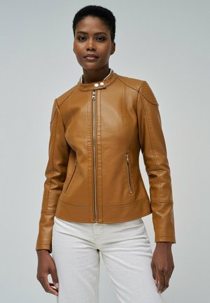 Chaqueta de cuero sintético - beige