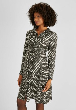 SPOT PRINT WITH TIE  - Vestido camisero - black