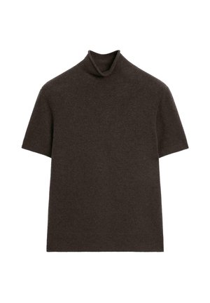 Massimo Dutti HIGH NECK WITH SHORT SLEEVE - T-shirts basic - mottled dark brown