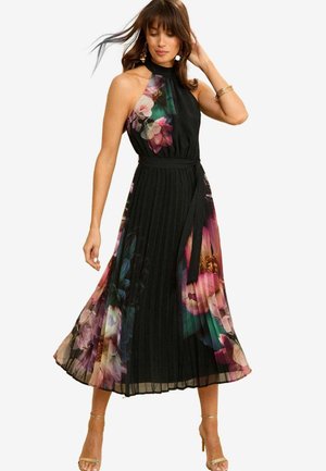 Love & Roses PLEATED HALTERNECK REGULAR FIT - Ballkleid - black floral