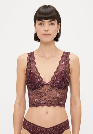 ONLCHLOE GLITTER BRA - Toppe - winetasting/silver-coloured