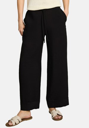 TOM TAILOR, LOOSE WIDE HOSE MIT KORDELZUG - Trousers - deep black