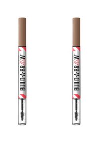 Crayon à sourcils avec une section supérieure marron et une section inférieure transparente contenant une brosse spoolie. Doté d'un branding audacieux "BUILD-A-BROW".