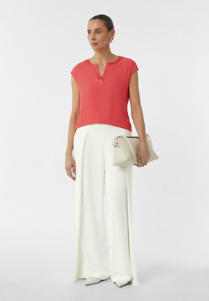 comma T-shirt basic koraalrood