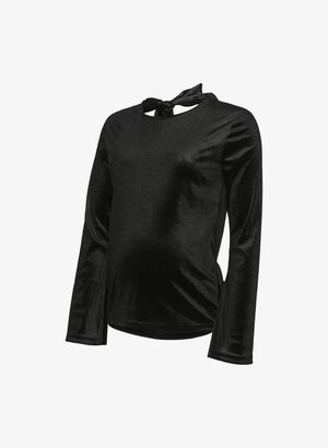 Must have pikkade varrukatega must särk, mis on valmistatud pehmest ja läikivast kangast. Ominib ümmarguse kaeluse ja sõlme detailiga, mis on loodud sobima raseda figuuriga.