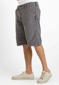 Grijze cargoshorts van lichtgewicht stof, met meerdere zakken, een rechte snit en een relaxte pasvorm tot op de knie.
