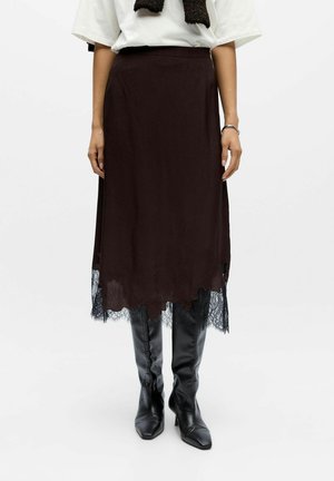 Object LANGER SPITZEN - A-lijn rok - seal brown