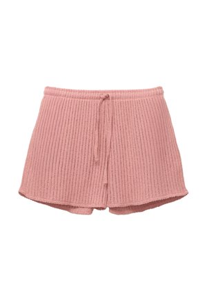 Rebrasti, svijetloružičasti šorts s pojasom na vezanje. Ima mekani materijal i oblikovanu donju ivicu za opušteni kroj.