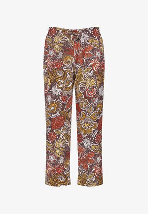 FREIZEIT VERKÜRZT GEMUSTERTE EASY FIT ECOV - Trousers - dunkel braun ingwer orange