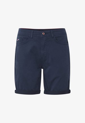 Mornarski bombažni kratke hlače s zavihanimi robovi, ki imajo dva sprednja žepa in pisan žepni našitek na levem žepu. Preprost, ravno krojen dizajn.