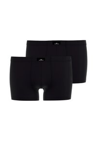 Zwarte katoenen boxershorts met een elastische tailleband, voorzien van een logo-label aan de achterkant, en een aansluitend ontwerp met een gladde textuur.