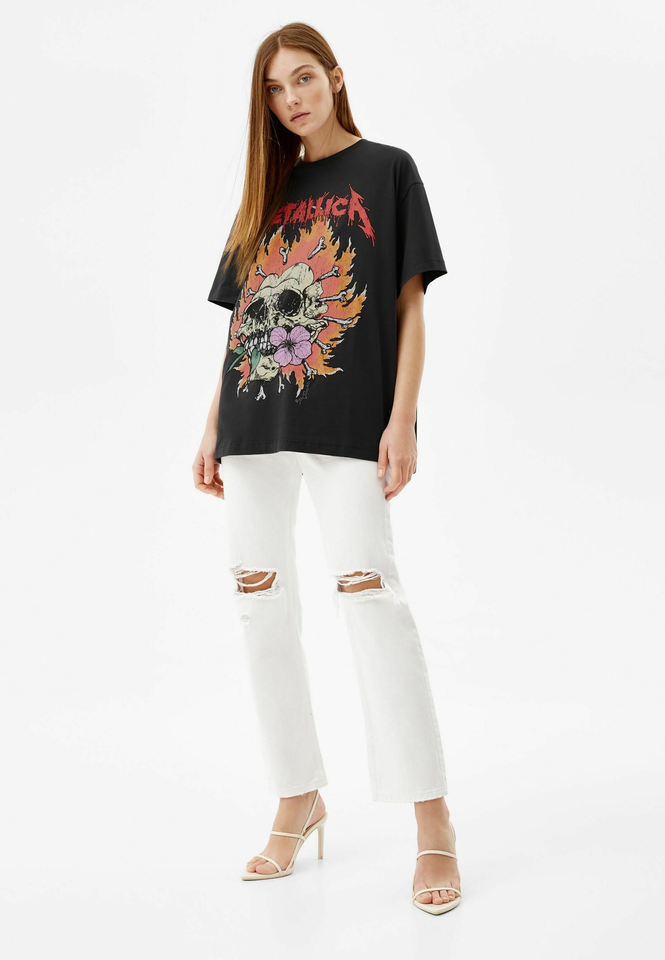 Bershka METALLICA PRINT - T-shirt con stampa - mottled black/nero-screziato  - Zalando