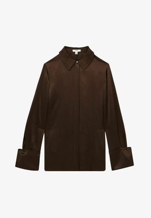 Reiss REGULAR FIT - Blúzka so zapínaním na gombíky - chocolate