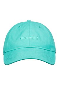 Türkise Baumwoll-Baseballkappe mit gesticktem "Element"-Logo, gebogenem Schirm, sechs Belüftungsösen und verstellbarem Riemen.
