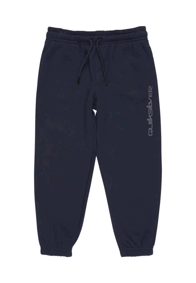 Navy Sweatpants aus weichem Material, mit einem elastischen Bund mit Kordelzug und elastischen Bündchen. Hervorstechendes Quiksilver-Logo an der Seite.