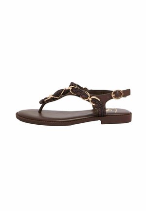 Lipsy, REGULAR FIT - TOE POST SCARF PRINT AND CHAIN DETAIL SUMMER FLAT SANDALS  . - Varvassandaalit - chocolate brown