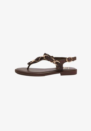 Lipsy, REGULAR FIT - TOE POST SCARF PRINT AND CHAIN DETAIL SUMMER FLAT SANDALS . - Varvassandaalit - chocolate brown